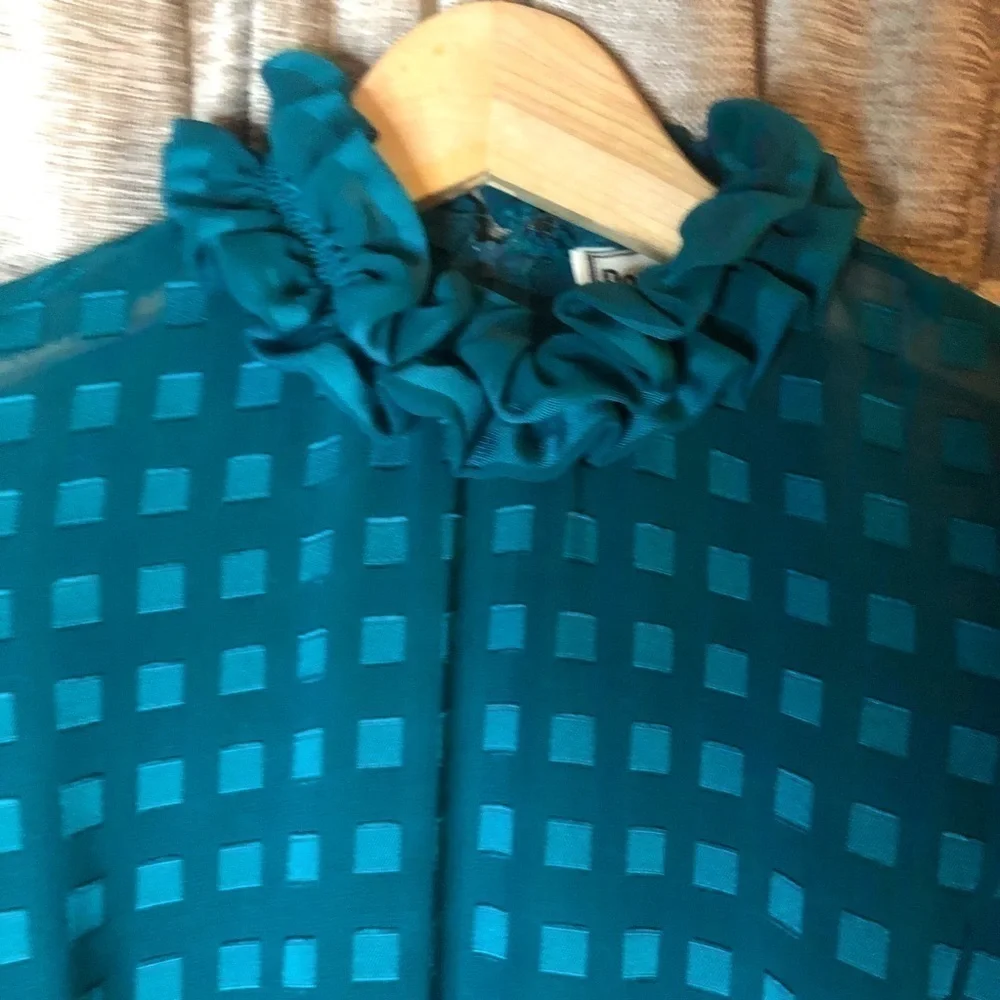 Vintage 80’s Donna Morgan for Non Stop Turquoise Geometric Print Dress Size 8